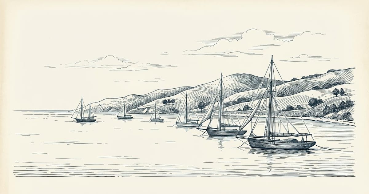 Several boats anchored in a bay
