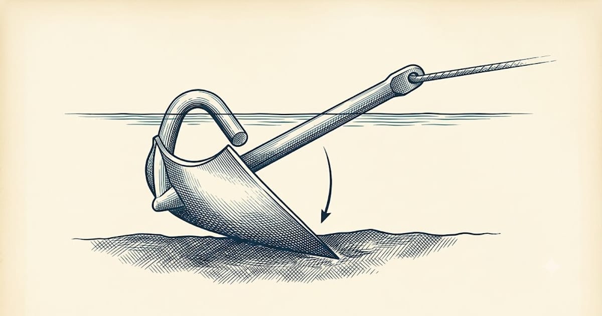 A scoop anchor setting itself deeper as load increases