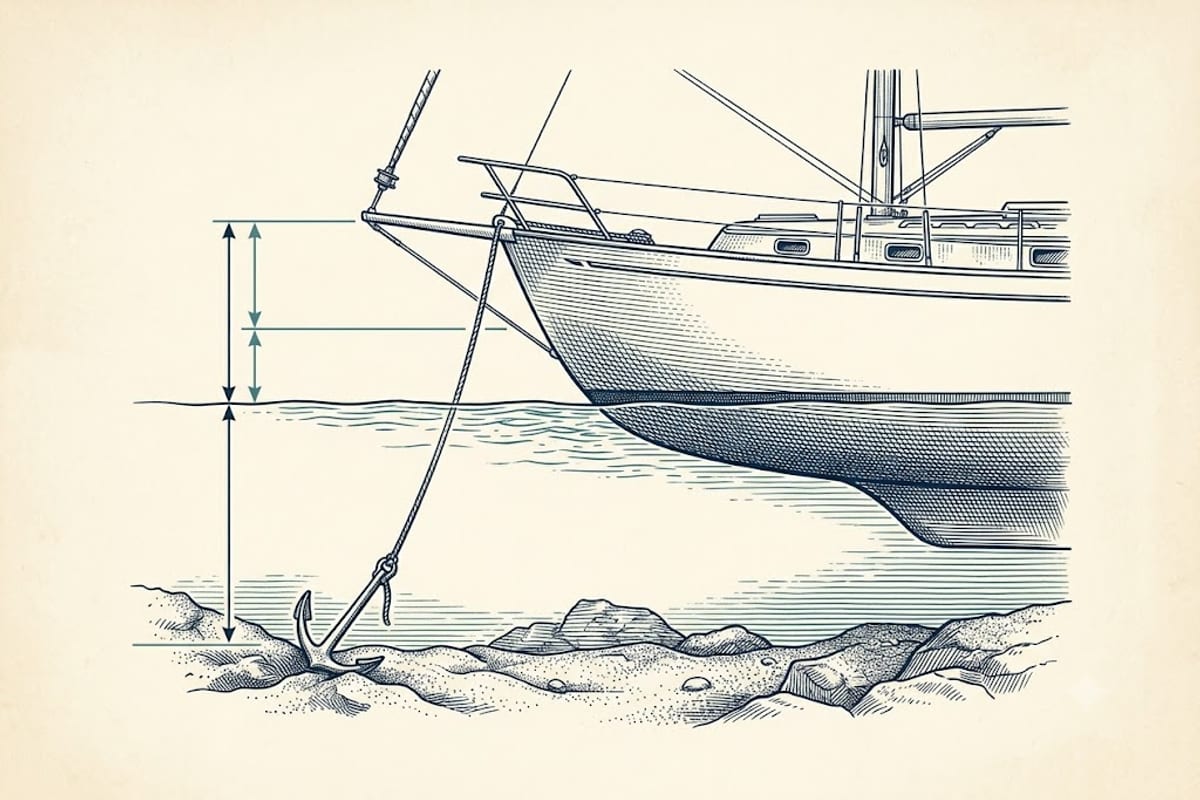 The three heights that make up anchoring depth